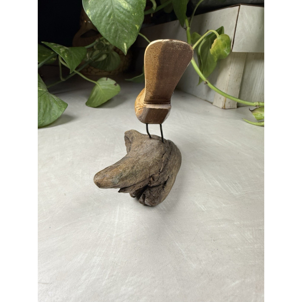 Vtg Hand Carved Wood Bird Sculpture Driftwood Base Signed Bryan Whaley Folk Art - Picture 10 of 11